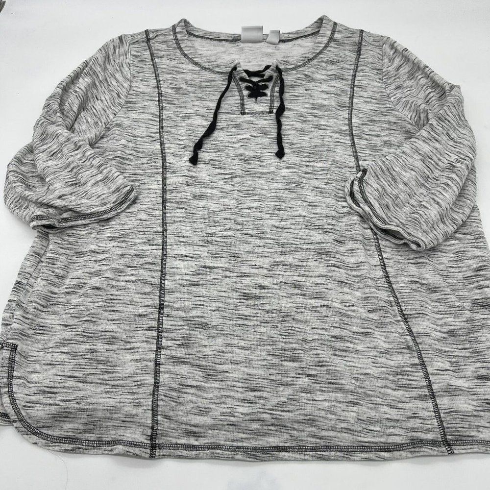Chico's Gray Tunic Top with Black Accents